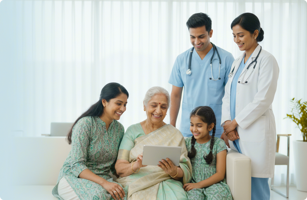 Family receiving care